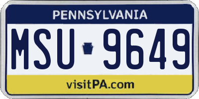PA license plate MSU9649