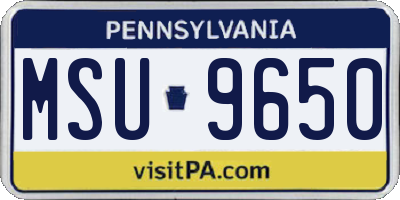 PA license plate MSU9650