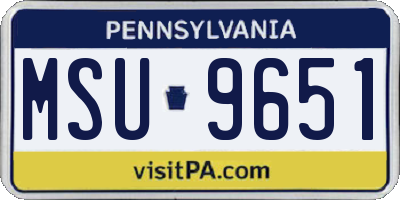 PA license plate MSU9651