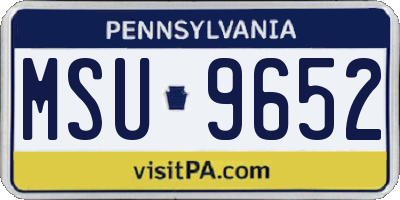 PA license plate MSU9652