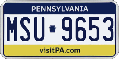 PA license plate MSU9653