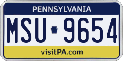 PA license plate MSU9654