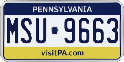 PA license plate MSU9663