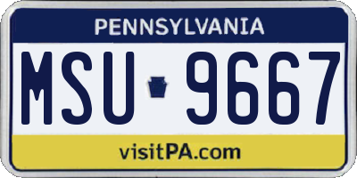 PA license plate MSU9667