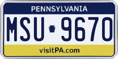 PA license plate MSU9670