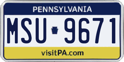 PA license plate MSU9671