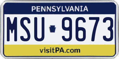 PA license plate MSU9673