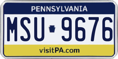 PA license plate MSU9676