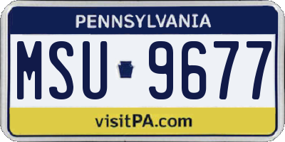 PA license plate MSU9677