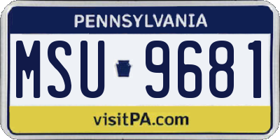 PA license plate MSU9681