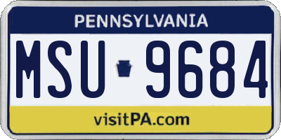 PA license plate MSU9684