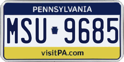 PA license plate MSU9685