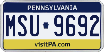 PA license plate MSU9692