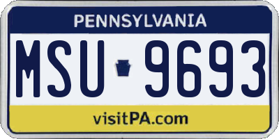 PA license plate MSU9693