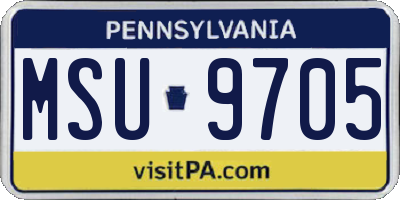 PA license plate MSU9705