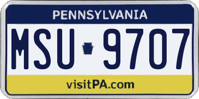 PA license plate MSU9707