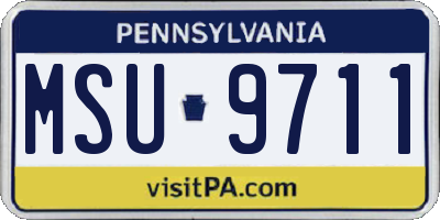 PA license plate MSU9711