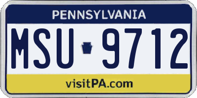 PA license plate MSU9712