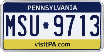 PA license plate MSU9713
