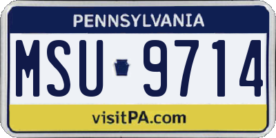 PA license plate MSU9714