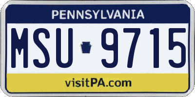 PA license plate MSU9715