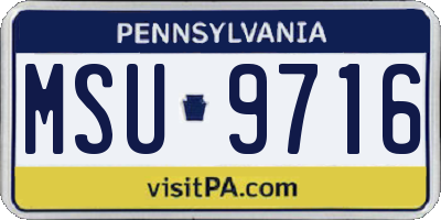 PA license plate MSU9716