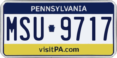 PA license plate MSU9717
