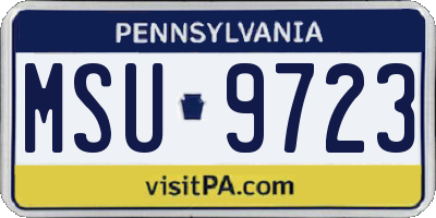 PA license plate MSU9723