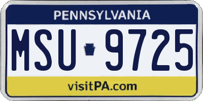PA license plate MSU9725
