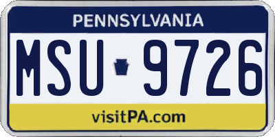 PA license plate MSU9726