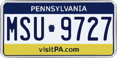 PA license plate MSU9727