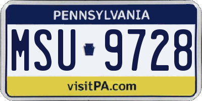 PA license plate MSU9728