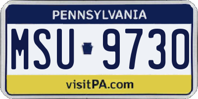 PA license plate MSU9730