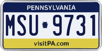 PA license plate MSU9731