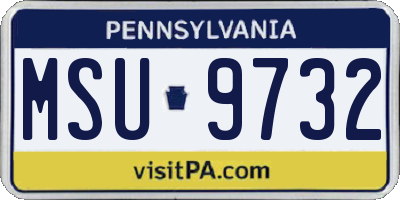 PA license plate MSU9732
