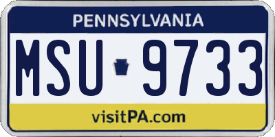 PA license plate MSU9733