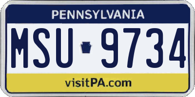PA license plate MSU9734