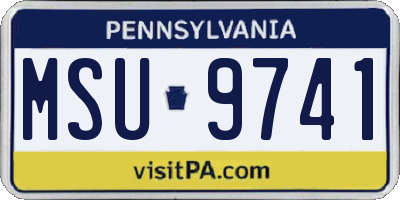 PA license plate MSU9741