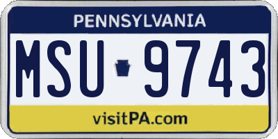 PA license plate MSU9743
