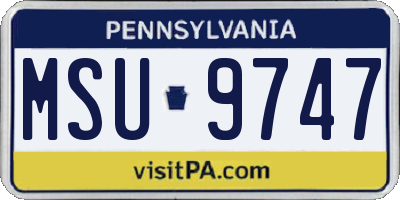 PA license plate MSU9747