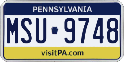 PA license plate MSU9748