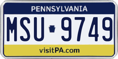 PA license plate MSU9749