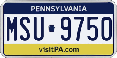 PA license plate MSU9750
