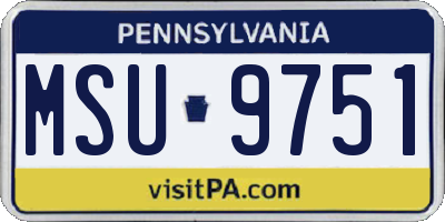 PA license plate MSU9751