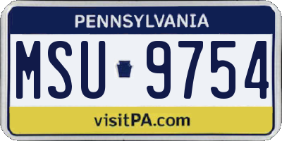 PA license plate MSU9754