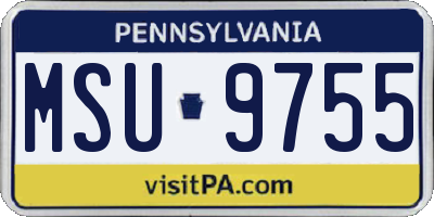 PA license plate MSU9755
