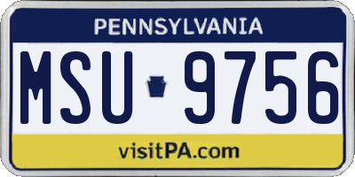 PA license plate MSU9756