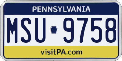 PA license plate MSU9758