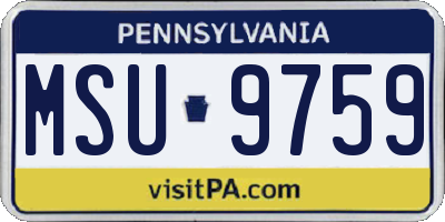 PA license plate MSU9759