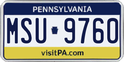 PA license plate MSU9760